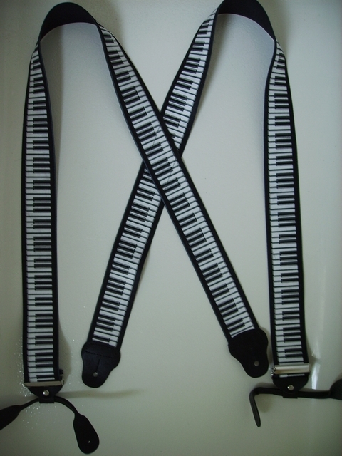 BUTTON-ON PIANO BLACK Suspender 2 inches wide and 48 inches long UA120N48PIBK